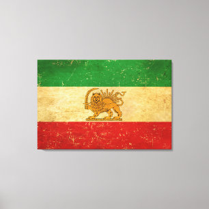 Iranische Flagge - Löwe und Sonnenschein - Flagge  Leinwanddruck