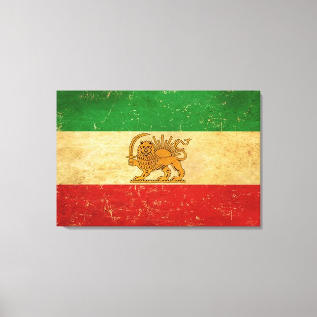 Iranische Flagge - Löwe und Sonnenschein - Flagge  Leinwanddruck (Vorderseite)