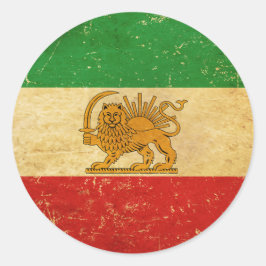 Iranische Flagge - Löwe und Sonnenschein - Flagge Runder Aufkleber