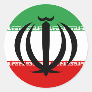 Iranische Flagge und Nationallogo, Flagge des Iran Runder Aufkleber
