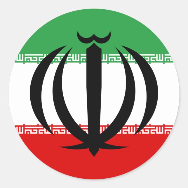 Iranische Flagge und Nationallogo, Flagge des Iran Runder Aufkleber (Vorderseite)