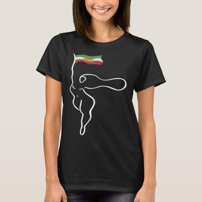 Iranische FRAU mit iranischer Flagge für Lion Sun  T-Shirt (Vorderseite)