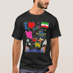 iranische Handgezeichnete Sehenswürdigkeiten, Iran T-Shirt