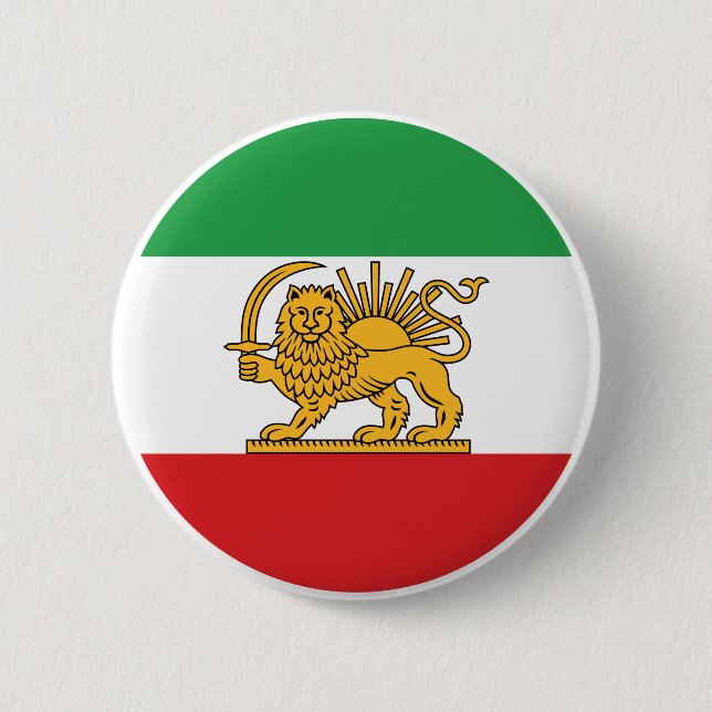 Iranisches Löwe-und-Sonne-Historisches Flaggen-Emb Button (Vorderseite)