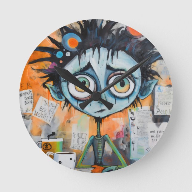 Iranovan Inkwell Montag Morgengrauen Runde Wanduhr (Vorderseite)