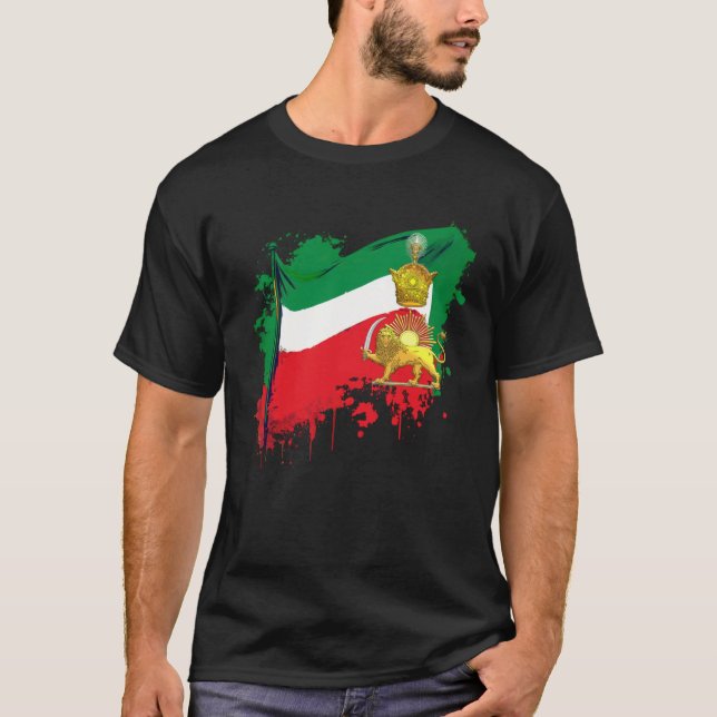 Irans Flag with Pahlavi Crown shir va khorshyid T-Shirt (Vorderseite)