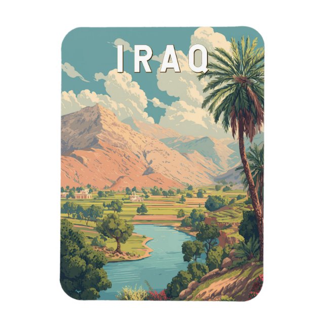 Iraq Illustration Travel Art Vintage Magnet (Vertikal)