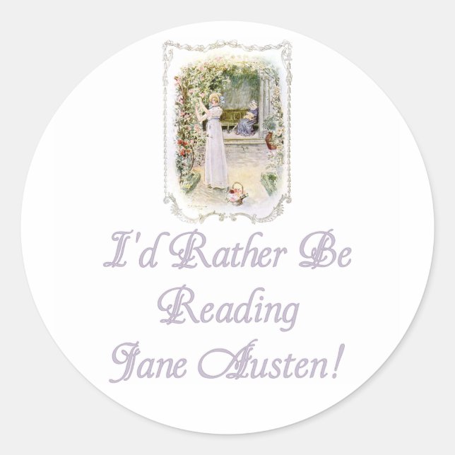 IRBR Jane Austen! Runde Aufkleber, 2 Größen Runder Aufkleber (Vorderseite)