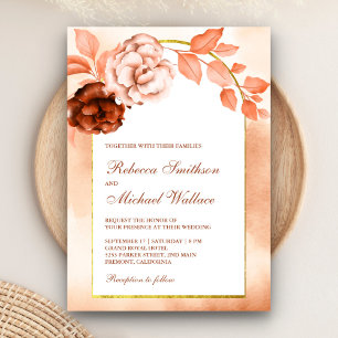 Irdische Aquarell-Blumenarkade Terrakotta-Hochzeit Einladung