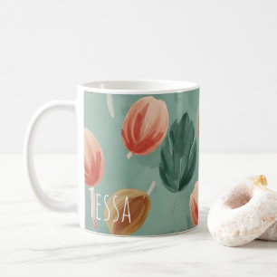Irdische Salbei- und Korallenmalerische Blumen-Tul Kaffeetasse