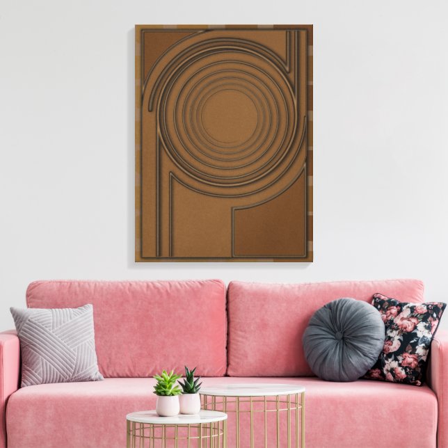 Irdischer Wirbel: Moderne 3D-minimalistische Boho- Leinwanddruck (Insitu (Wohnzimmer))