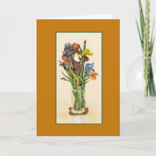 Ire in Vase Watercolor zum Geburtstag Karte
