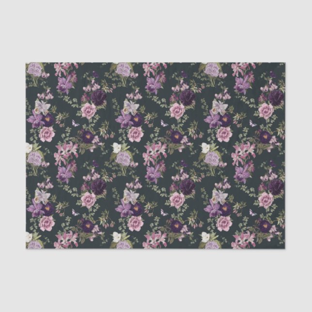 Ire, Orchideen, Rose in Lila Decoupage Seidenpapier (Vorderseite)