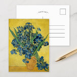 Ire | Vincent van Gogh Postkarte<br><div class="desc">Ire (1890) von Vincent van Gogh ist ein faszinierendes Stillleben, das mit einem lebhaften Blumenstrauß von lila Reisen in einer Vase vor einem hellgelben Hintergrund aufwartet. Die dynamische Komposition unterstreicht Van Gogh's Meisterschaft der komplementären Farben und schafft einen auffallenden Kontrast zwischen den lebhaften violetten Blumen und den warmen gelben Farbtönen....</div>