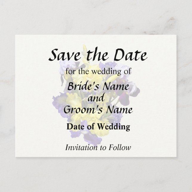 Ire Yellow und Lila Ankündigungspostkarte (Vorderseite)