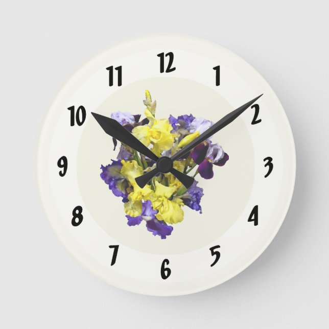 Ire Yellow und Lila Runde Wanduhr (Vorderseite)