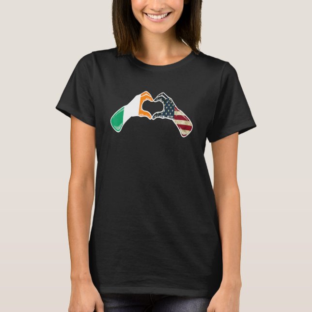 Ireland American USA Flag - USA Irish Heart T-Shirt (Vorderseite)