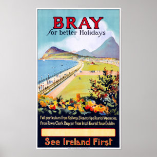 Ireland Bray Vintage Travel Poster