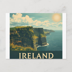 Ireland Cliffs of Moher Vintage Travel Postkarte