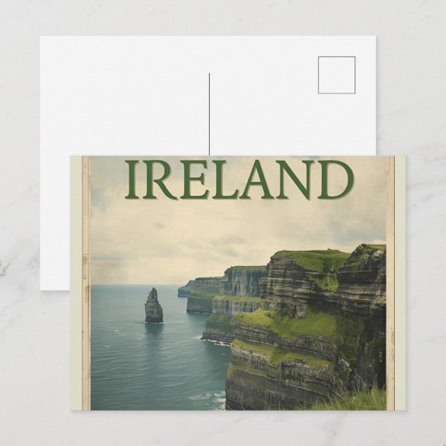 Ireland Cliffs of Moher Vintage Travel Postkarte (Vorne/Hinten)