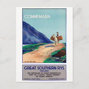 Ireland Connemara Restured Vintage Travel Poster Postkarte