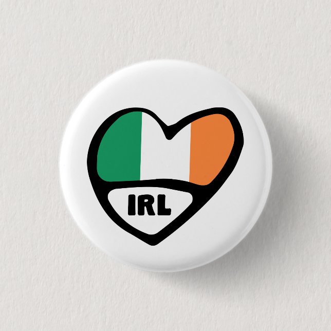 Ireland Country Code Flag Heart Button Abzeichen ( (Vorderseite)