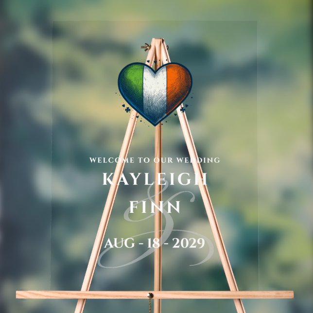 Ireland Couple Heart Wedding Welcome Acrylschild (Neutral)
