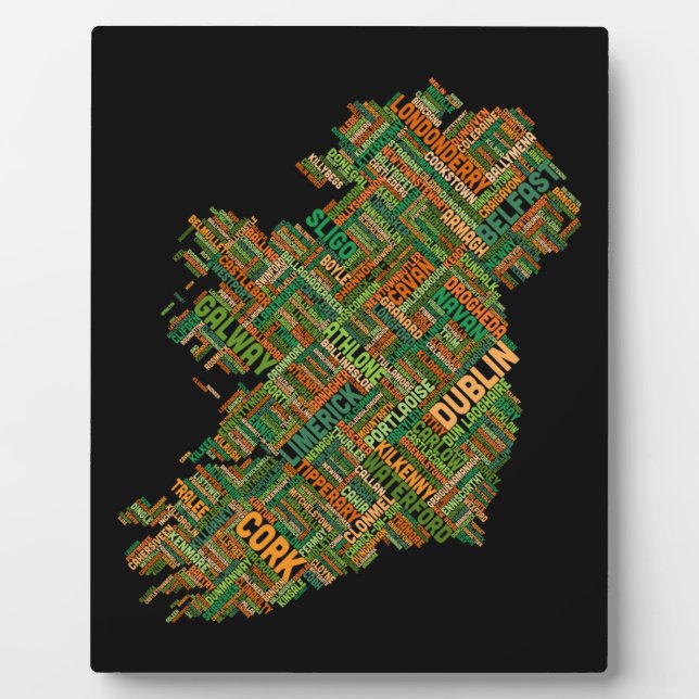Ireland Eire City Text Map Fotoplatte (Vorderseite)