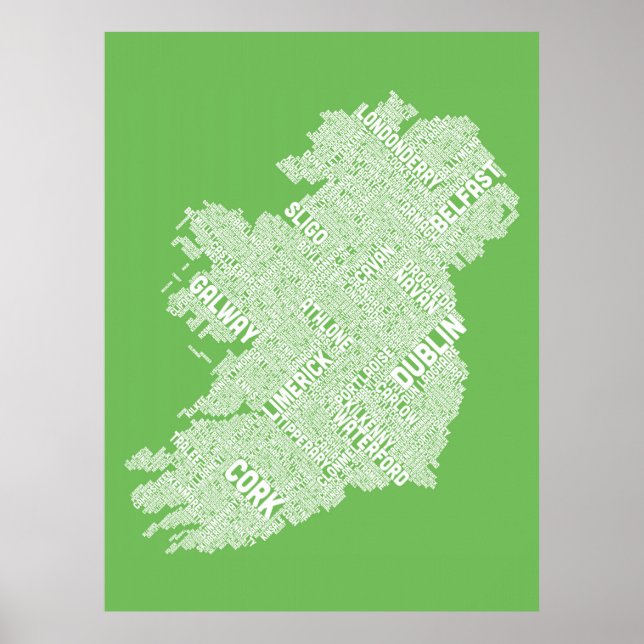 Ireland Eire City Text Map Poster (Vorne)