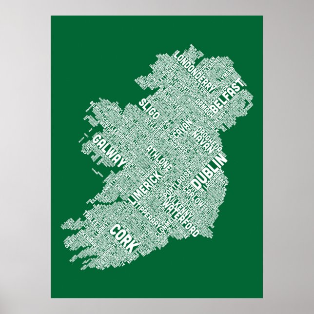 Ireland Eire City Text Map Poster (Vorne)