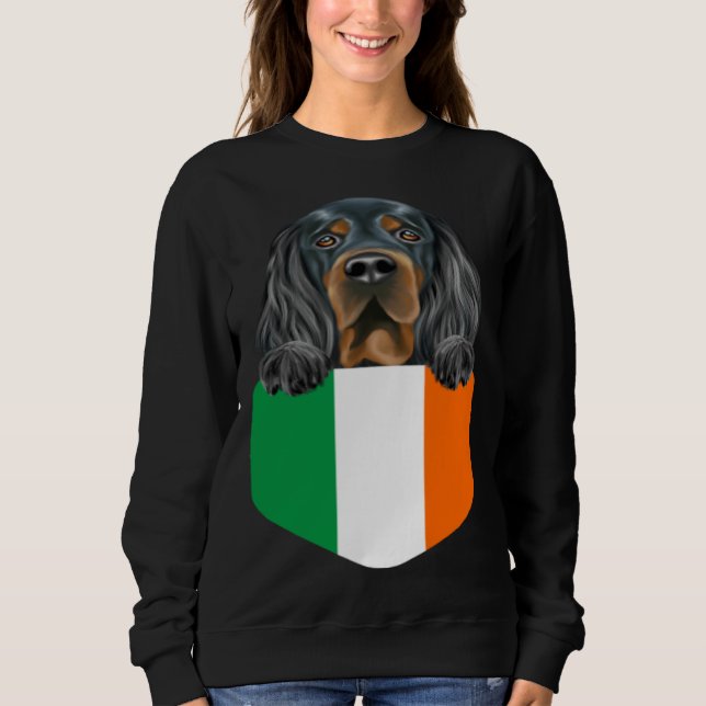 Ireland Flag Gordon Setter Dog In Pocket Sweatshirt (Vorderseite)