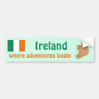 Ireland Flag + Map Autoaufkleber