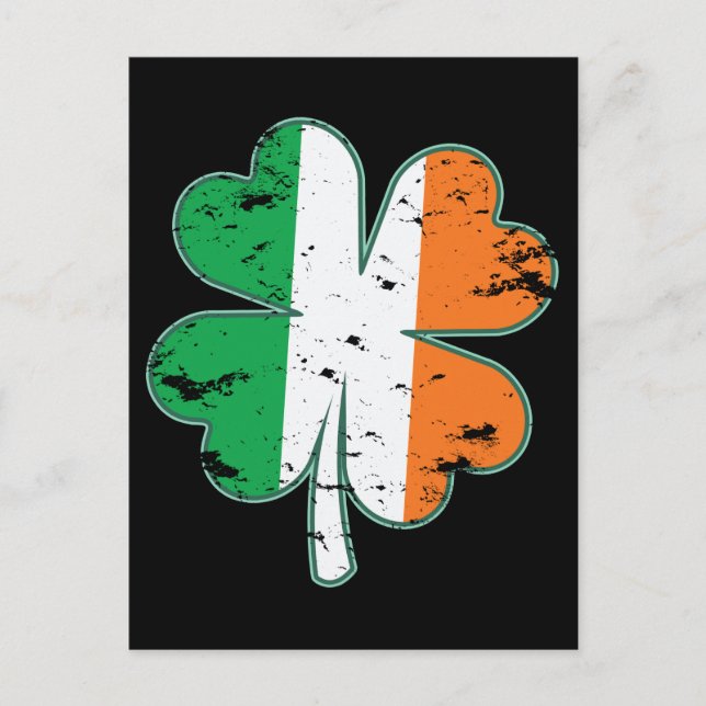 Ireland Flag Patriotic Irish Clover St.Patty's Day Postkarte (Vorderseite)