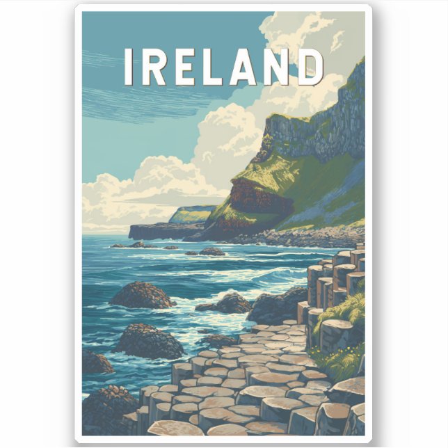 Ireland Illustration Travel Art Vintage Aufkleber (Vorderseite)