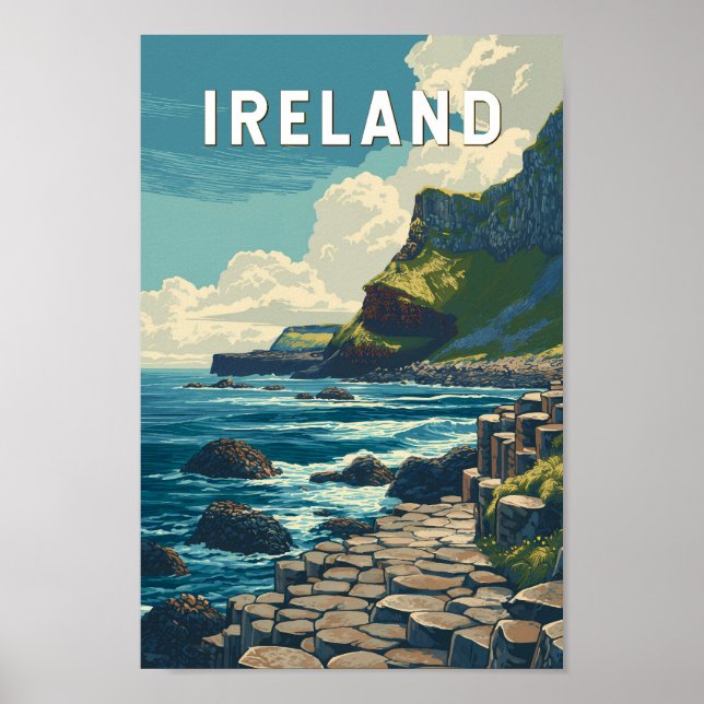Ireland Illustration Travel Art Vintage Poster (Vorne)