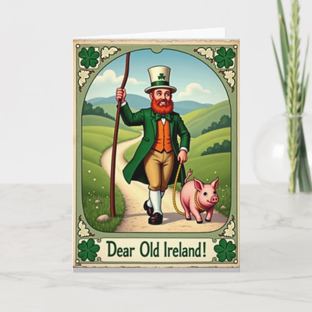 Ireland Man And Pig Fun Day Card Karte (Vorderseite)