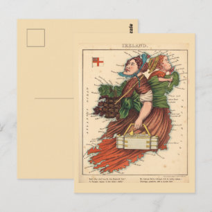 Ireland Pictorial maps Vintag Postcard Postkarte