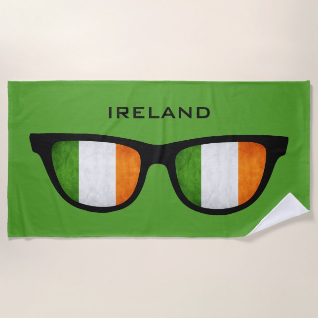 IRELAND Shades benutzerdefinierte Text Strandtuch (Vorderseite)