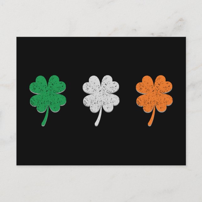 Ireland Shamrock Clover Flag Postkarte (Vorderseite)