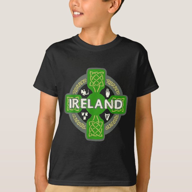 Ireland St Patrick Day Celtic Cross Green  T-Shirt (Vorderseite)