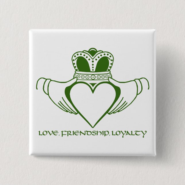 Iren Claddagh Symbol-Button oder -knopf Button (Vorderseite)