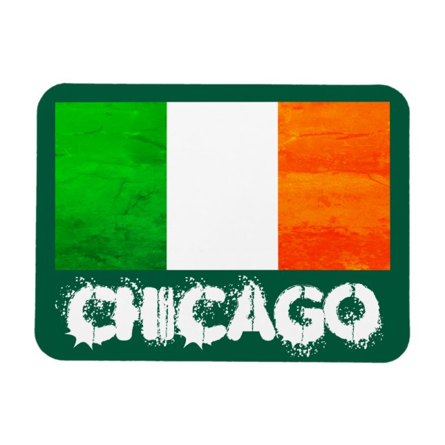 Iren in Chicago mit irischer Flagge - St. Patrick' Magnet (Horizontal)