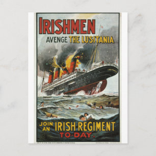 Iren rächen das Lusitania_Propaganda-Poster Postkarte