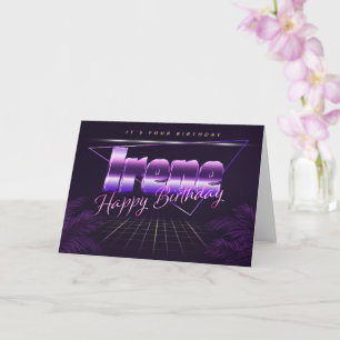 Irene Name Vorname lila retro Karte Geburtstag