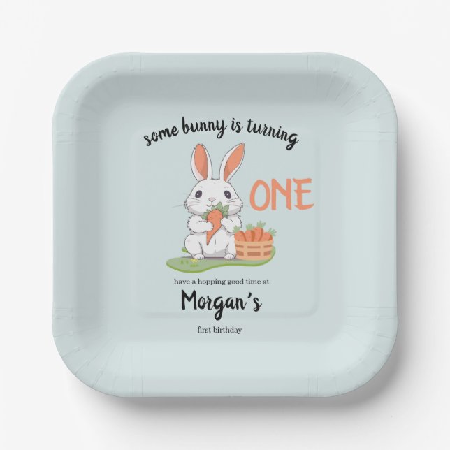 Irgendein Bunny ist ein Jungs Mädchen 1. Geburtsta Pappteller (Vorderseite)