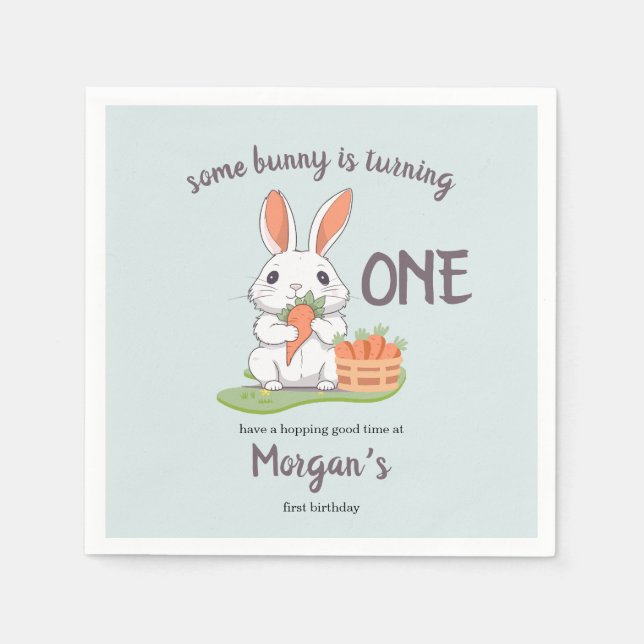 Irgendein Bunny ist ein Jungs Mädchen 1. Geburtsta Serviette (Vorderseite)