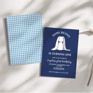 Irgendein Bunny ist eine blaue Erstgeburtstag Einl Einladung