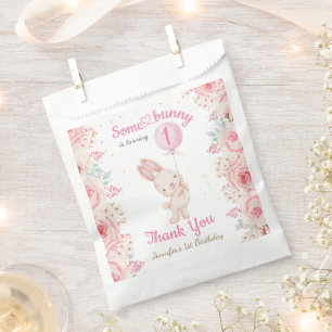 Irgendein Bunny ist eins! Girl Pink 1. Geburtstag Geschenktütchen