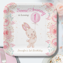 Irgendein Bunny ist eins! Girl Pink 1. Geburtstag