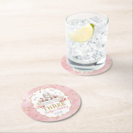 Irgendein Bunny macht drei 3. Geburtstag Runder Pappuntersetzer